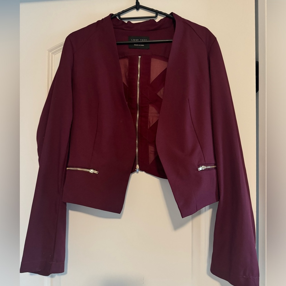 Love Tree Deep Berry/Magenta Blazer with Back Detailing